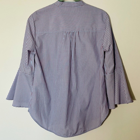 🎉HP🆕 Anthro Maeve Fluted Bell-Sleeve Poplin Top - Picture 8 of 8